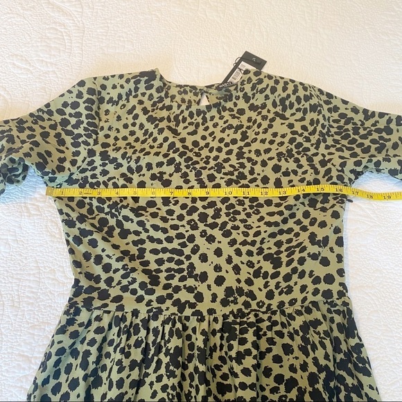 Nasty Gal NEW Tiered Midi Animal Print Green and Black Dress - 6 - Picture 8 of 10